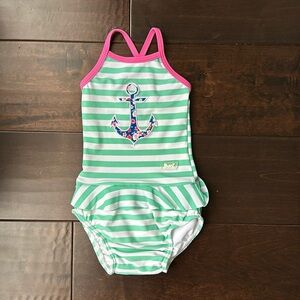 NWOT Banz Striped Anchor Lined Australian Swimsuit UPF50+ - 18mo